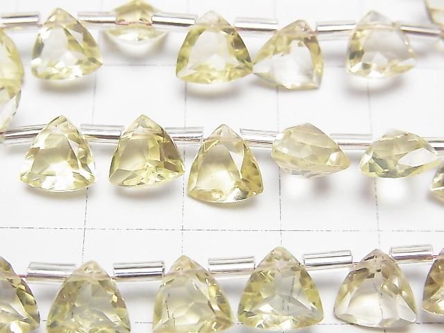 【動画】宝石質レモンクォーツAAA トライアングル ファセットカット8×8mm 1連(18粒) サムネイル2