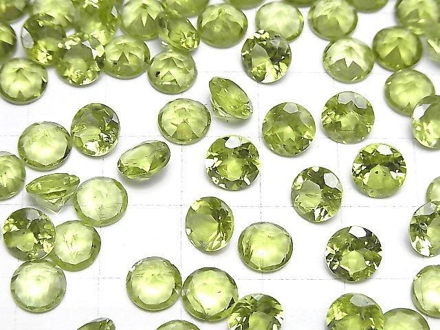 【動画】宝石質ペリドットAAA- ルース ラウンドファセットカット7×7mm 2粒 サムネイル4