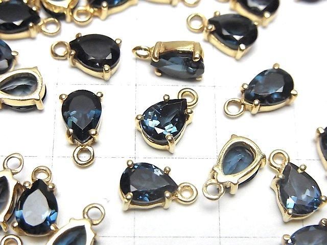 【動画】宝石質ロンドンブルートパーズAAA 枠留めペアシェイプファセットカット7×5mm 18KGP 1個 サムネイル2
