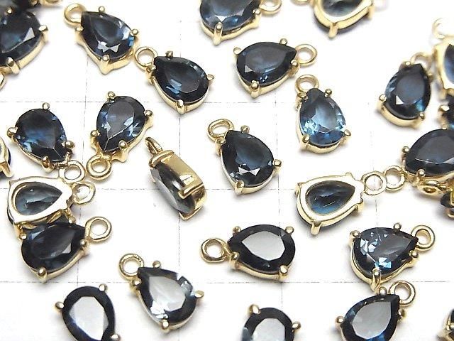 【動画】宝石質ロンドンブルートパーズAAA 枠留めペアシェイプファセットカット7×5mm 18KGP 1個 サムネイル3