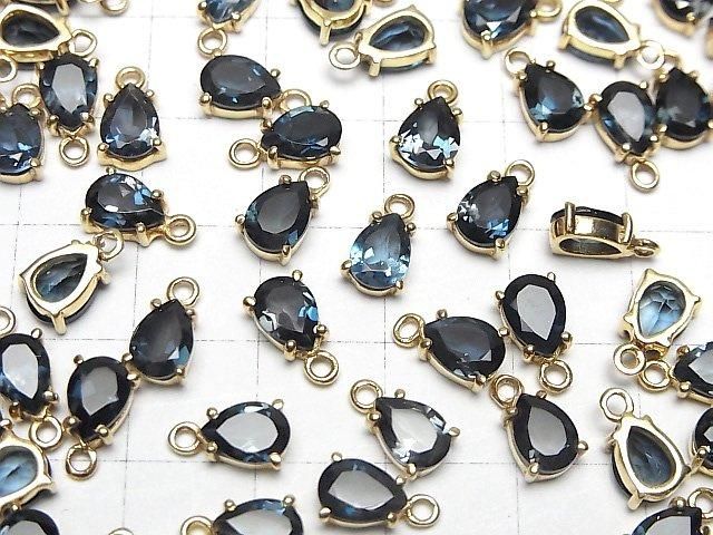 【動画】宝石質ロンドンブルートパーズAAA 枠留めペアシェイプファセットカット7×5mm 18KGP 1個 サムネイル4