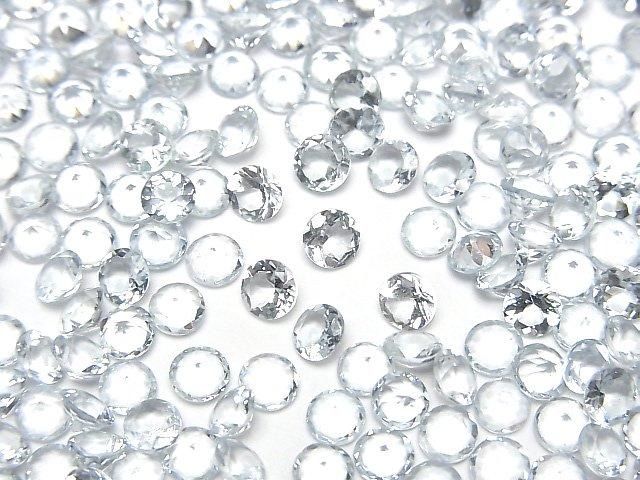 【動画】宝石質アクアマリンAAA ルース ラウンドファセットカット4×4mm 3粒の画像