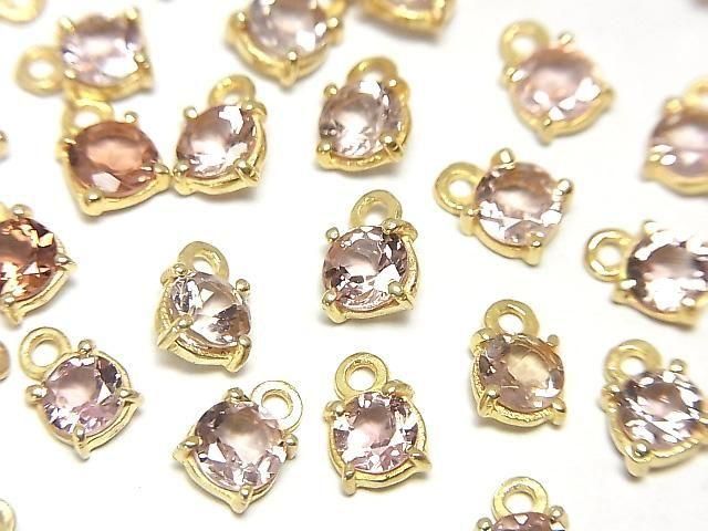 【動画】宝石質ピンクトルマリンAAA 枠留めラウンドファセットカット4.5×4.5mm 2個の画像