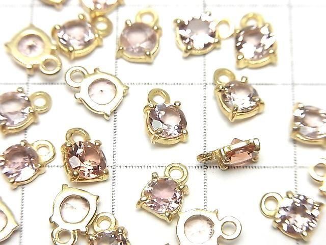 【動画】宝石質ピンクトルマリンAAA 枠留めラウンドファセットカット4.5×4.5mm 2個 サムネイル2