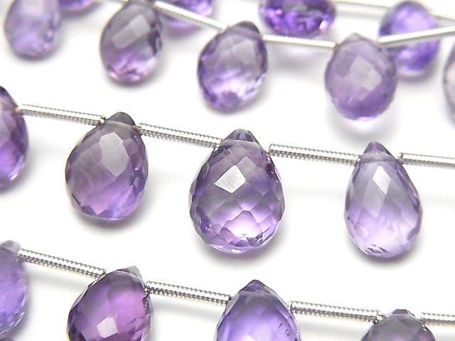 【動画】宝石質アメジストAAA ペアシェイプ ブリオレットカット 1連(15粒)の画像