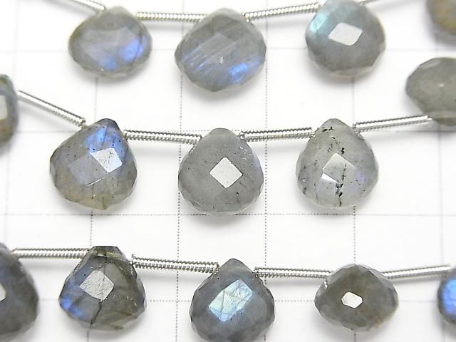 宝石質ブルーラブラドライトAAA- マロン ブリオレットカット 1連(約15cm) サムネイル2