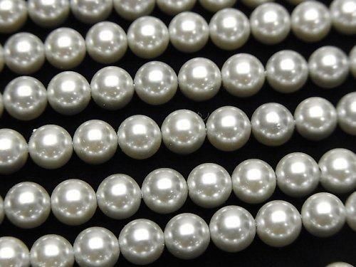 貝パール シルバー ラウンド6mm 1連｜天然石ビーズ・ルース