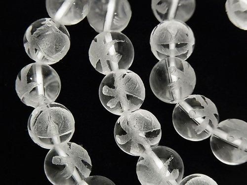 玄武(四神獣)の彫刻入り!クリスタルAAA ラウンド10mm・12mm 半連/1連(ブレス)の画像