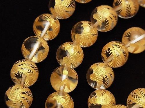 金色 朱雀 四神獣 の彫刻入り クリスタル ラウンド10mm 半連 1連 ブレス 天然石ビーズ ルース パワーストーンの卸問屋 通販 Kenkengems Com