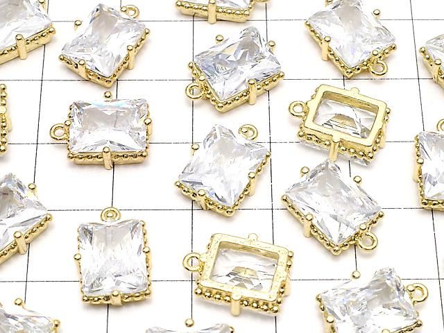メタルパーツ レクタングルファセットカット チャーム12×10mm ゴールドカラー(CZ付) 2個 サムネイル3
