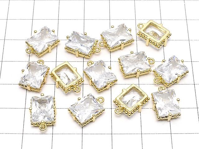 メタルパーツ レクタングルファセットカット チャーム12×10mm ゴールドカラー(CZ付) 2個 サムネイル4