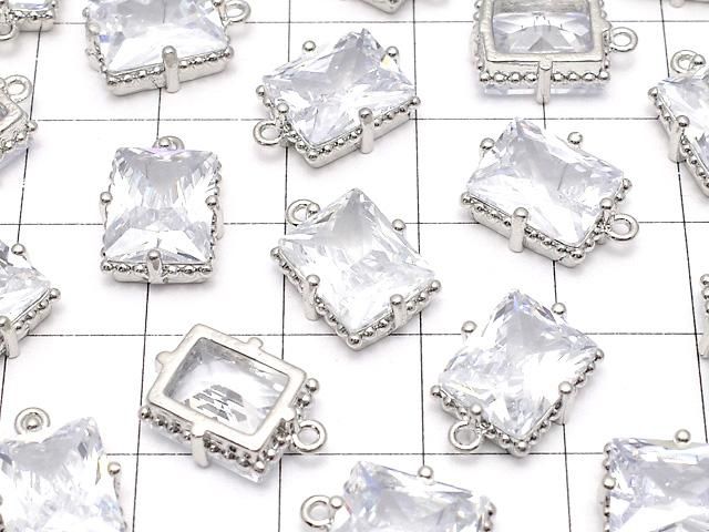 メタルパーツ レクタングルファセットカット チャーム12×10mm シルバーカラー(CZ付) 2個 サムネイル3