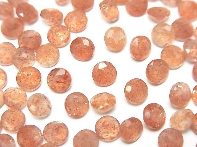 【動画】宝石質サンストーンAAA ルース ラウンドファセットカット5×5mm 5粒の画像