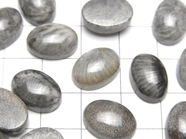 【動画】モロッコ産ブラックフォシルコーラル オーバル カボション14×10mm 2個 サムネイル2
