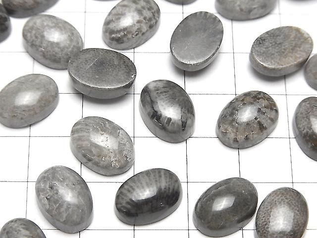 【動画】モロッコ産ブラックフォシルコーラル オーバル カボション14×10mm 2個 サムネイル3
