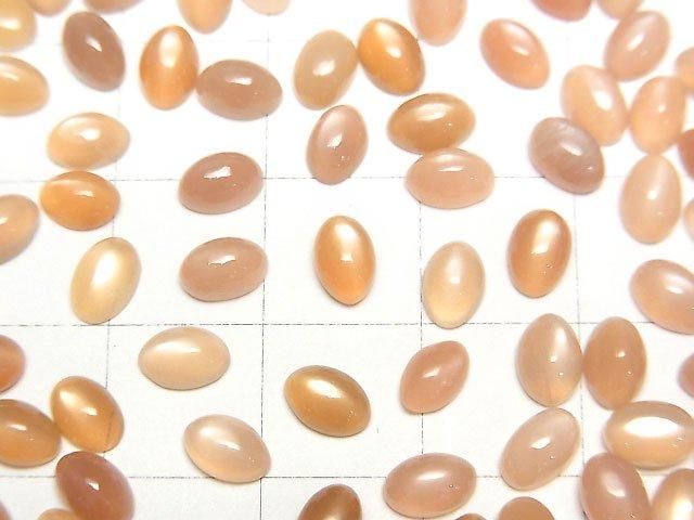 【動画】宝石質オレンジムーンストーンAAA- オーバル カボション6×4mm 10個 サムネイル2