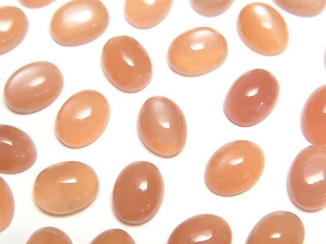 【動画】宝石質オレンジムーンストーンAAA- オーバル カボション8×6mm 5個の画像