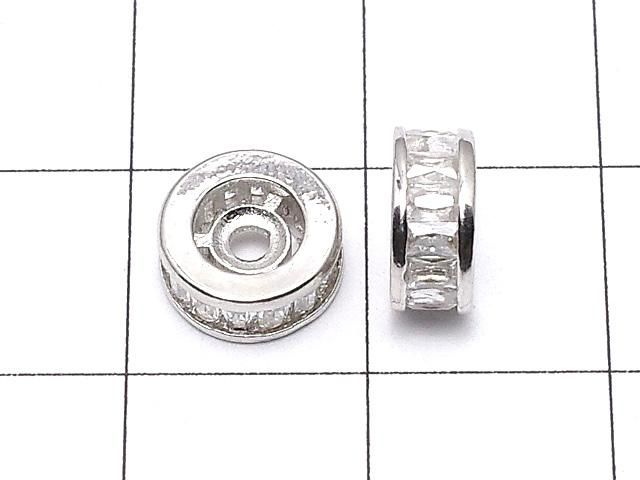 メタルパーツ ロンデル8×8×3.5mm シルバー(CZ付) 2個 サムネイル2