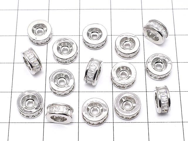 メタルパーツ ロンデル8×8×3.5mm シルバー(CZ付) 2個 サムネイル4