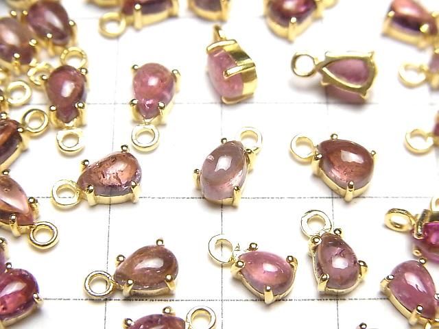 【動画】宝石質ピンクトルマリンAA++ 枠留めペアシェイプ6×4mm 18KGP 2個 サムネイル3