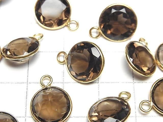 【動画】宝石質スモーキークォーツAAA 枠留めラウンドファセットカット11×11mm 18KGP 3個 サムネイル2