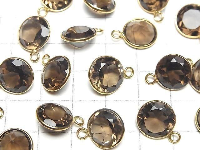 【動画】宝石質スモーキークォーツAAA 枠留めラウンドファセットカット11×11mm 18KGP 3個 サムネイル3