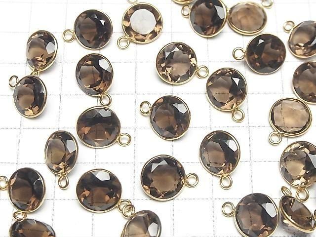 【動画】宝石質スモーキークォーツAAA 枠留めラウンドファセットカット11×11mm 18KGP 3個 サムネイル4