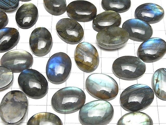 【動画】宝石質ラブラドライトAAA- オーバル カボション20×15mm 2個 サムネイル4