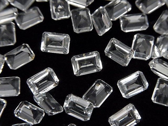 【動画】宝石質ホワイトトパーズAAA ルース レクタングルファセットカット7×5mm 5粒の画像
