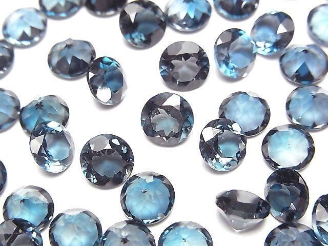【動画】宝石質ロンドンブルートパーズAAA ルース ラウンドファセットカット7×7mm 2粒の画像