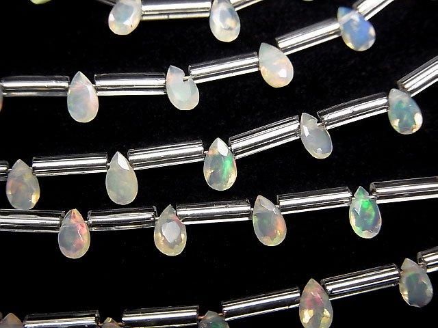 【動画】宝石質エチオピア産オパールAAA ペアシェイプ ファセットカット5×3mm 1連(8粒)の画像
