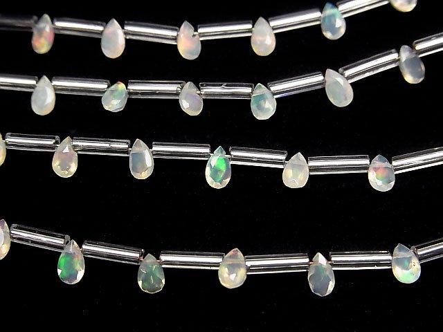 【動画】宝石質エチオピア産オパールAAA ペアシェイプ ファセットカット5×3mm 1連(8粒) サムネイル3