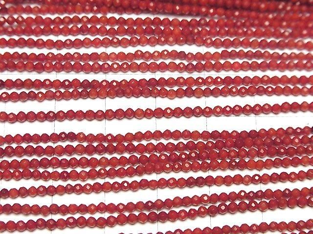 【動画】【素晴らしい輝き】赤珊瑚・レッドコーラル(染) 極小ラウンドカット2mm 1連(約37cm) サムネイル3
