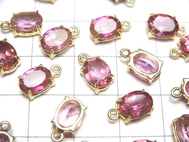 【動画】宝石質ピンクトパーズAAA 枠留めオーバルファセットカット8×6mm 18KGP 1個 サムネイル2