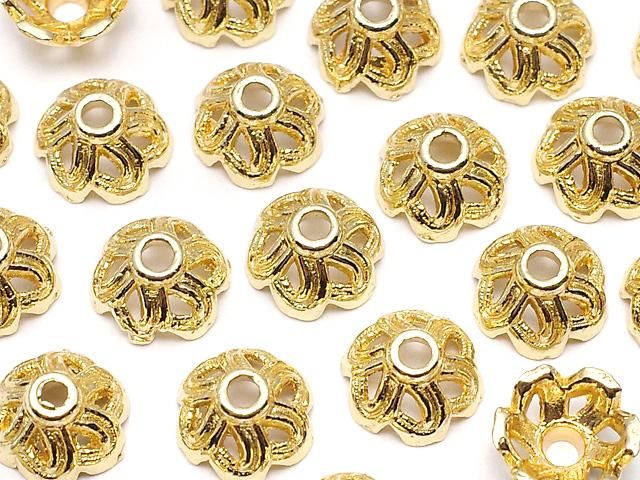 【動画】メタルパーツ ビーズキャップ6×6×3.5mm ゴールドカラー 10個の画像