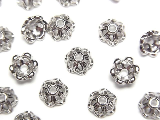 【動画】メタルパーツ ビーズキャップ6×6×3.5mm シルバーカラー 10個の画像