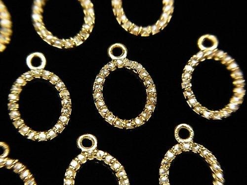 【動画】ダイヤモンド オーバル(ドーナツ)チャーム 10×8×1.5mm 18KGP製 1個の画像