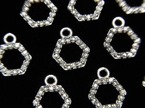 【動画】ダイヤモンド ヘキサゴン(ドーナツ)チャーム 7×8×1.5mm SILVER925製 1個の画像