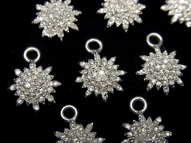 【動画】ダイヤモンド サン(太陽)チャーム 9.5×9.5×3mm SILVER925製 1個の画像