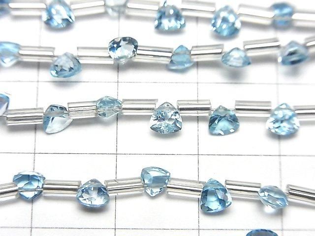 【動画】宝石質スイスブルートパーズAAA- トライアングルファセットカット4×4mm 半連/1連(18粒) サムネイル2
