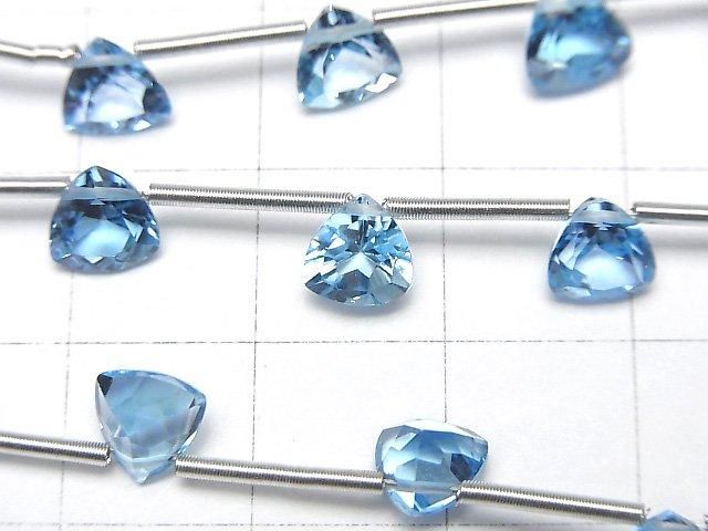 【動画】宝石質スイスブルートパーズAAA- トライアングルファセットカット6×6mm 1連(8粒) サムネイル2