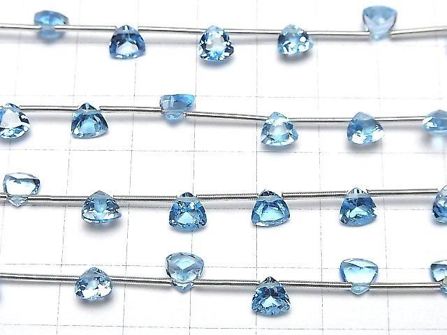 【動画】宝石質スイスブルートパーズAAA- トライアングルファセットカット6×6mm 1連(8粒) サムネイル3