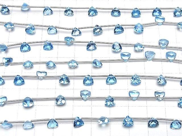 【動画】宝石質スイスブルートパーズAAA- トライアングルファセットカット6×6mm 1連(8粒) サムネイル4