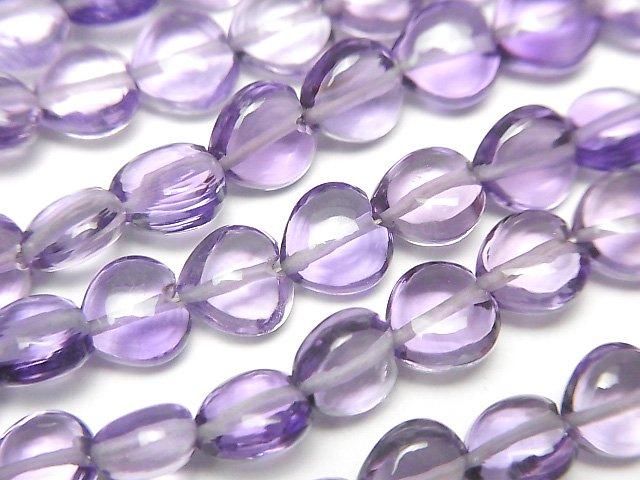 【動画】宝石質アメジストAAA 縦穴ハート6×6mm 半連/1連(約16cm)の画像