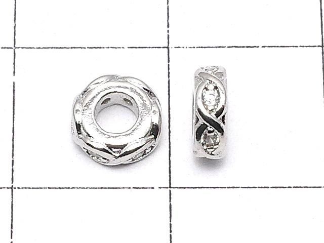 メタルパーツ ロンデル6×6×2mm シルバー(CZ付) 2個 サムネイル2