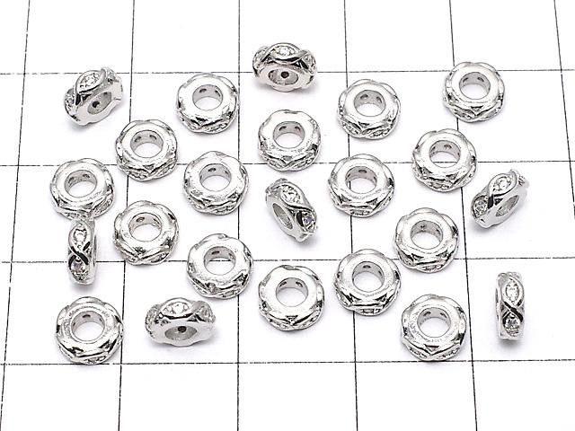 メタルパーツ ロンデル6×6×2mm シルバー(CZ付) 2個 サムネイル4