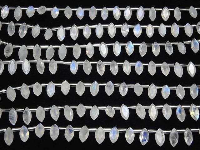 【動画】宝石質レインボームーンストーンAA++ マーキス ファセットカット10×5mm 1連(18粒) サムネイル4