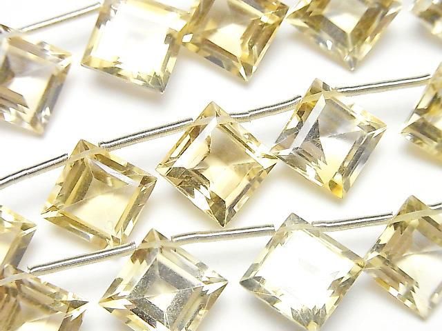 【動画】宝石質シトリンAAA ダイヤファセットカット14×14mm 半連/1連(8粒)の画像