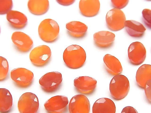 【動画】宝石質カーネリアンAAA ルース ラウンドファセットカット6×6mm 5粒の画像