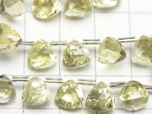 【動画】宝石質レモンクォーツAAA- 立体トライアングルカット8×8×8mm 半連/1連(18粒) サムネイル2
